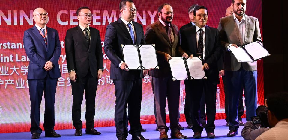 Signing ceremony on the LED stage